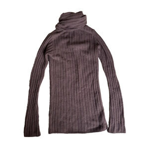 Free People Brown Turtleneck Womens Size XS Long Sleeve Top Wool Cotton Blend